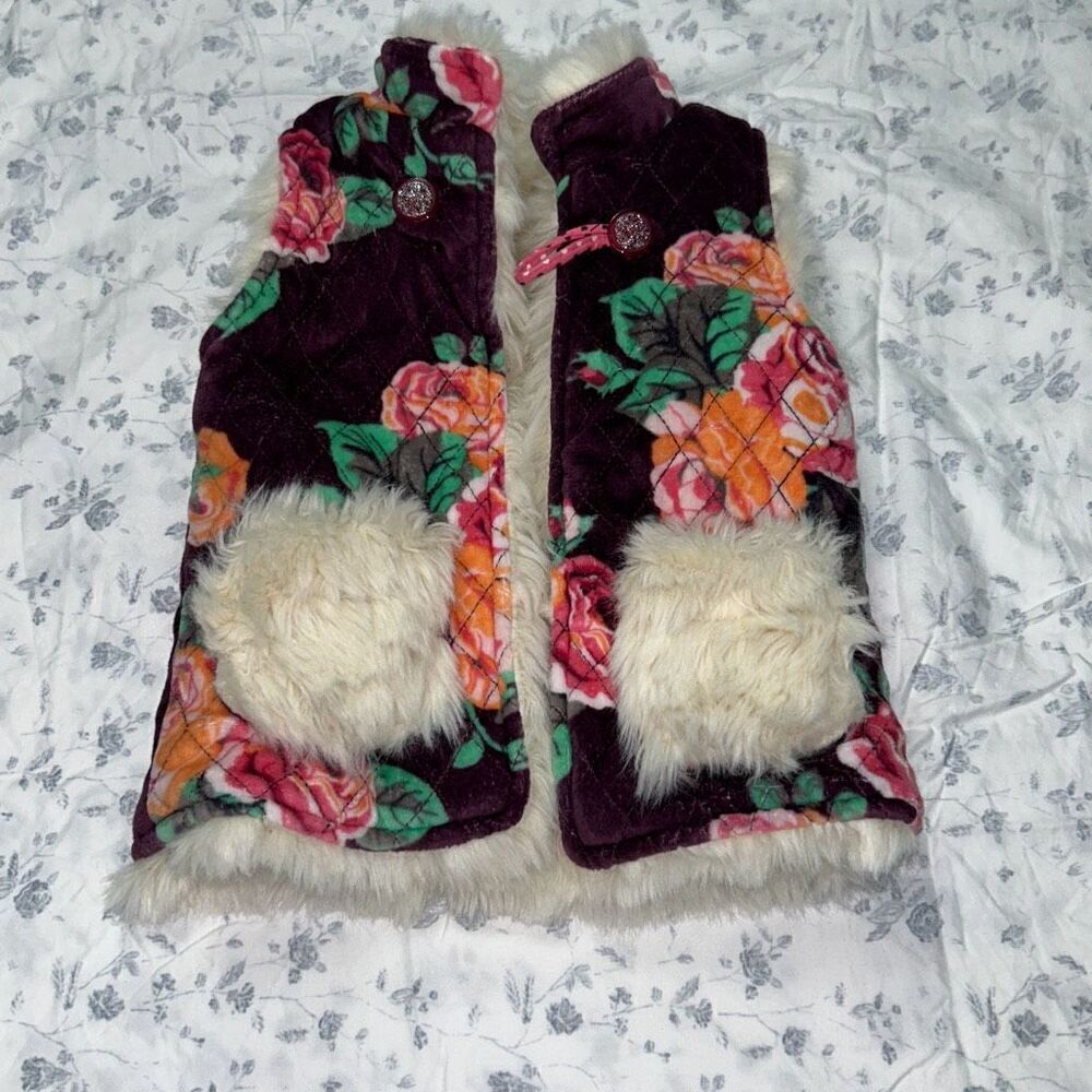 Matilda Jane Fur Floral Once Upon A Time Reversible vest 12-18